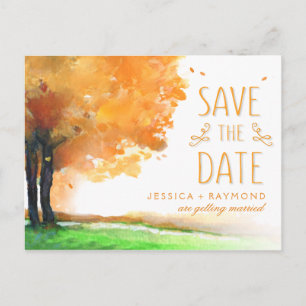 Autumn Trees Fall Save the Date Matching PostCard
