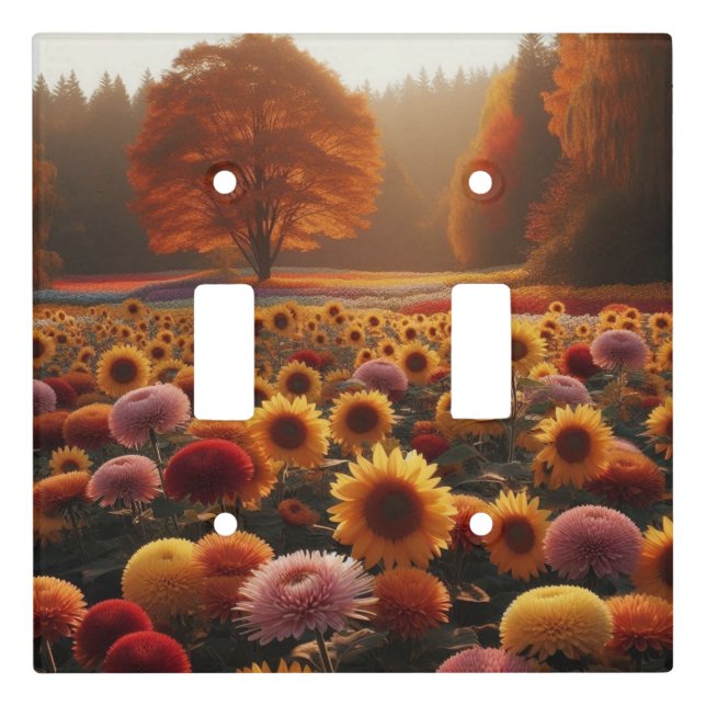 Autumn trees/field with mums light switch cover (Front)