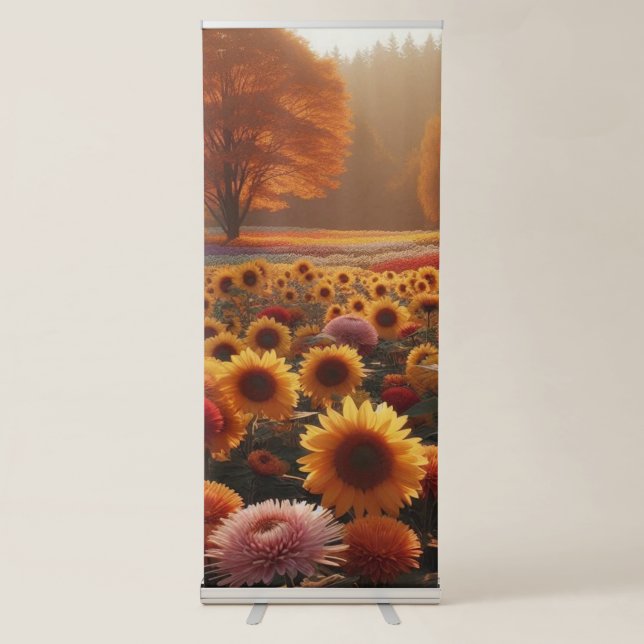 Autumn trees/field with mums retractable banner (Front)
