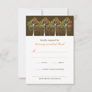 Autumn Trees Forest Rustic Fall Wedding RSVP Card