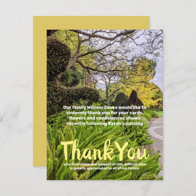 Autumn trees Green Yellow Nature  Thank You Card (Front/Back)
