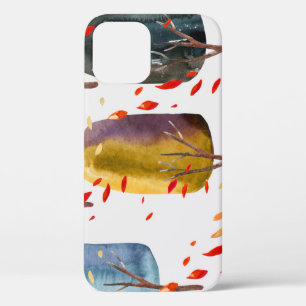 Autumn Trees: Hand Painted Watercolor Seamless iPhone 12 Case