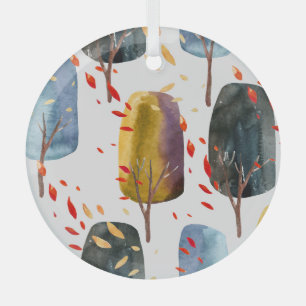 Autumn Trees: Hand Painted Watercolor Seamless Glass Ornament