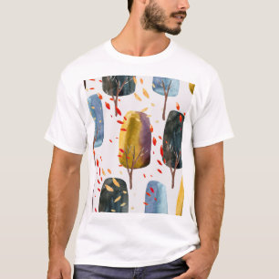 Autumn Trees: Hand Painted Watercolor Seamless T-Shirt