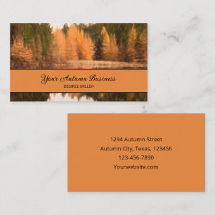 Autumn Trees Lake Orange Fall Themed Sketch Art Business Card