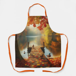 Autumn trees & lake with ducks apron