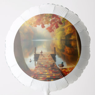 Autumn trees & lake with ducks balloon