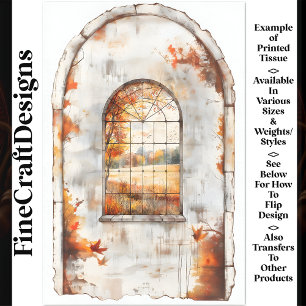 Autumn Trees & Leaves Through Window AM9 Decoupage Tissue Paper
