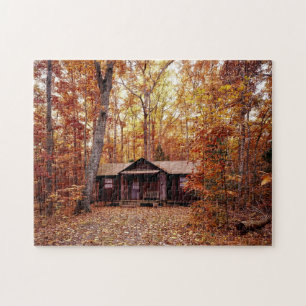 Autumn Trees Log Cabin Photo Puzzle