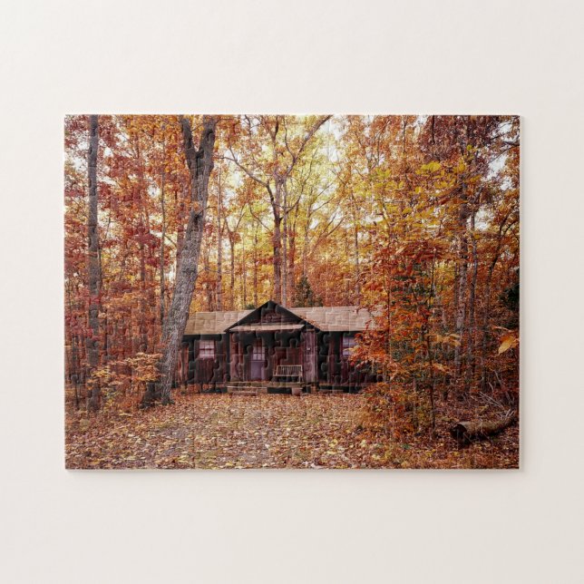 Autumn Trees Log Cabin Photo Puzzle (Horizontal)