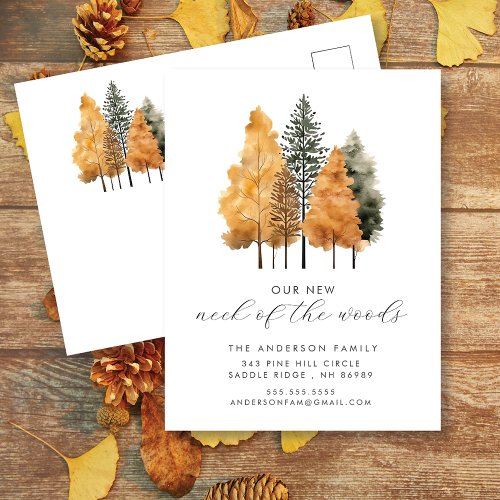 Autumn Trees Moving New Address Post Card