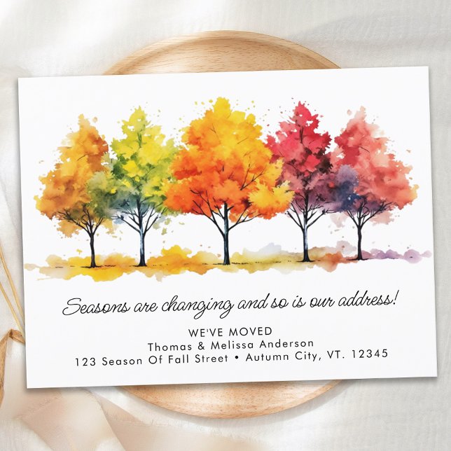 Autumn Trees New Address We've Moved Fall Moving Announcement Postcard (Creator Uploaded)