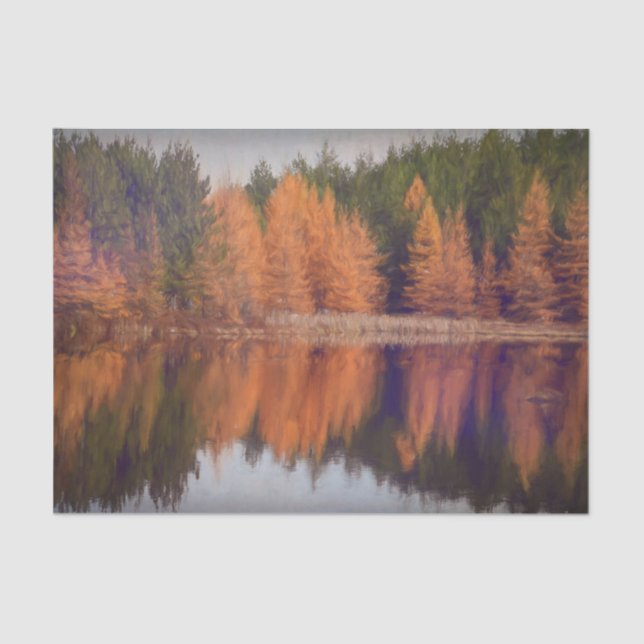 Autumn Trees Orange Fall Themed Painted Scenery Tissue Paper (Front)