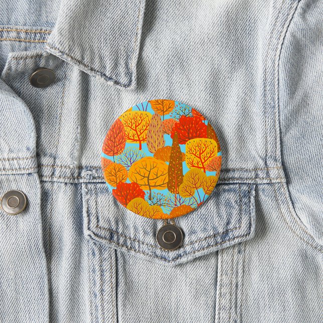 Autumn Trees Pattern Fall Foliage  Button (Creator Uploaded)
