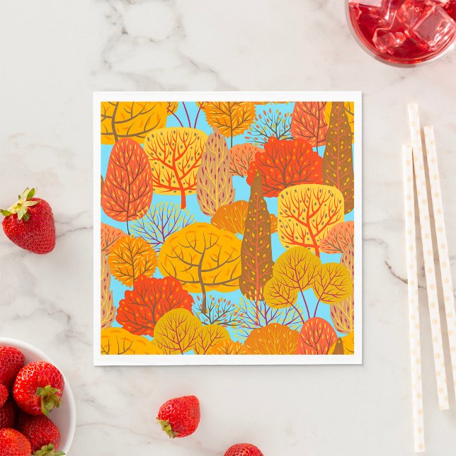 Autumn Trees Pattern Fall Foliage  Napkins (Creator Uploaded)