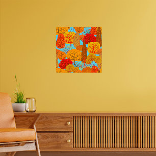 Autumn Trees Pattern Fall Foliage Poster