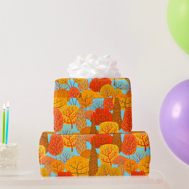 Autumn Trees Pattern Fall Foliage  Wrapping Paper (Creator Uploaded)