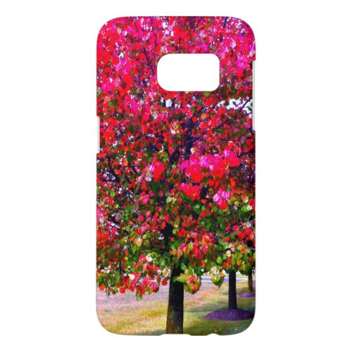 Autumn trees pink red leaves impressionistic trees samsung galaxy s7 case