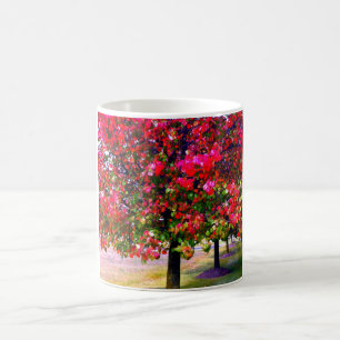 Autumn trees pink red leaves impressionistic trees coffee mug
