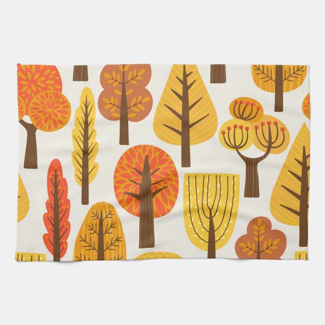 Autumn trees, seamless pattern. kitchen towel (Horizontal)