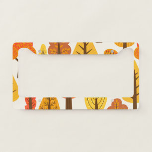 Autumn trees, seamless pattern. license plate frame
