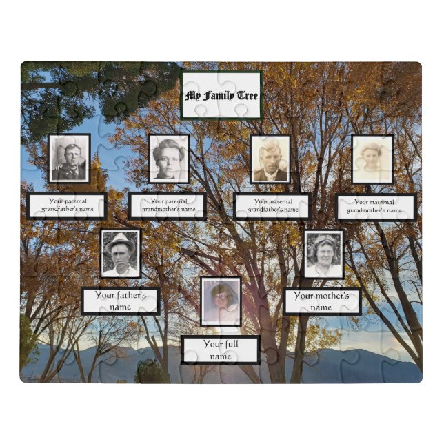 Autumn Trees Sunset Three Generation Family  Jigsaw Puzzle (Puzzle Horizontal)