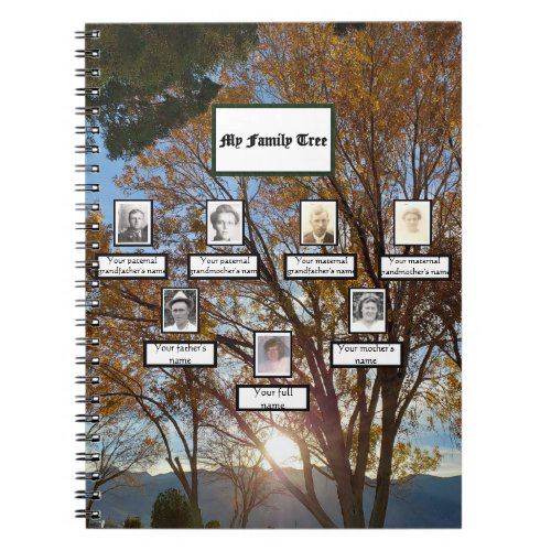 Autumn Trees Sunset Three Generation Family Notebook
