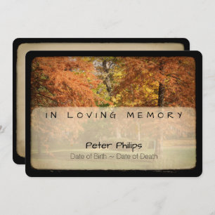 Autumn Trees Vintage Funeral Memorial Service Invitation