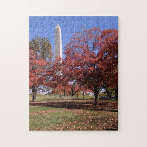 Autumn Trees Washington Monument in Washington DC  Jigsaw Puzzle