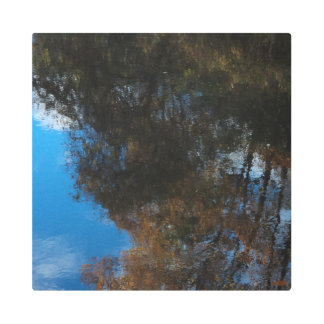 Autumn Trees Water Reflection Metal Wall Art