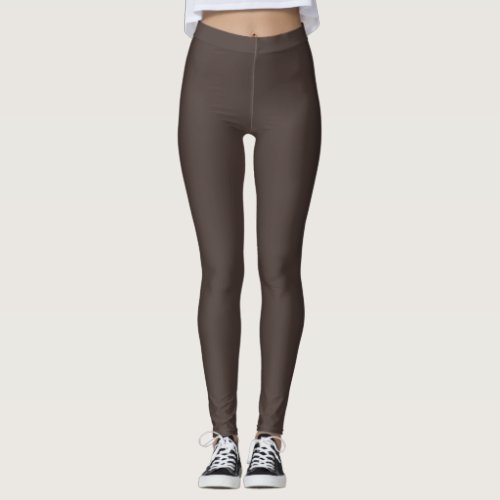 Autumn Trend Color Coffee Brown Solid Leggings