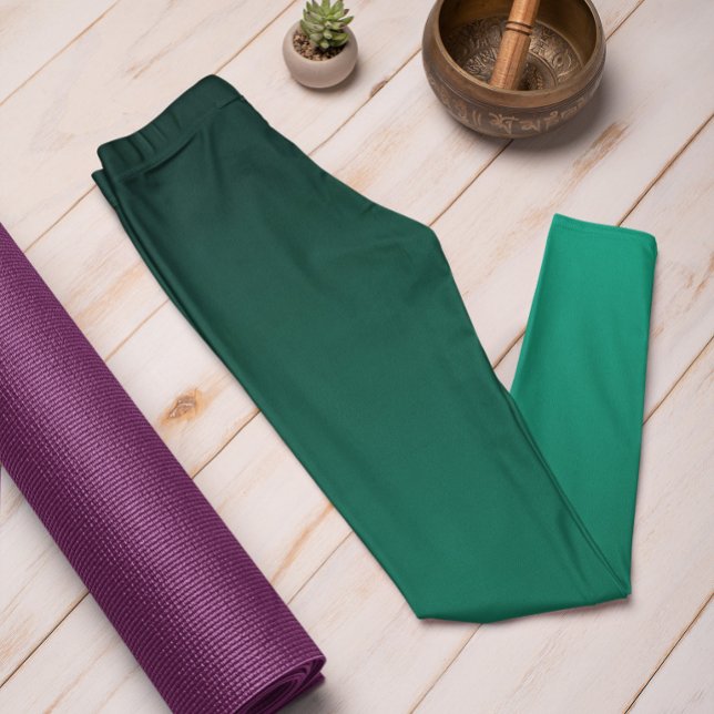 Autumn Trend Color Jade Green Ombre Leggings (Mockup 1 Jade Green)