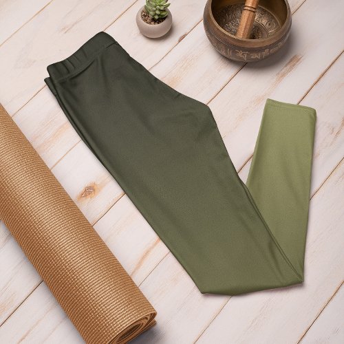 Autumn Trend Color Olive Green Ombre Leggings