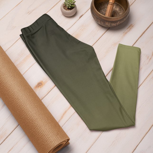 Autumn Trend Color Olive Green Ombre Leggings (Mockup 1)