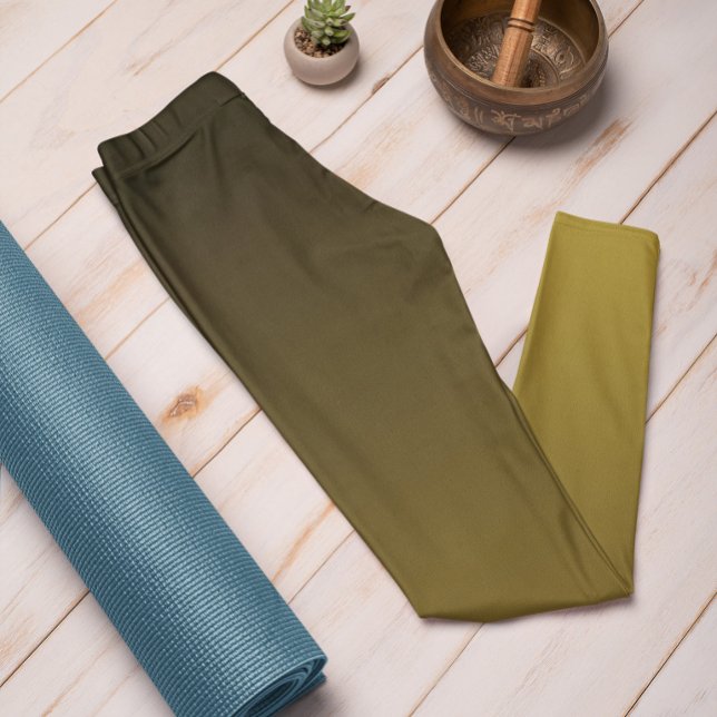 Autumn Trend Color Sunny Olive Ombre Leggings (Mockup 1 Sunny Olive)