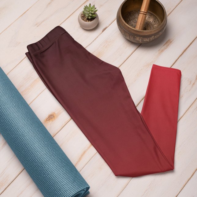 Autumn Trend Color Vibrant Red Ombre Leggings (Mockup 1 Vibrant Red)