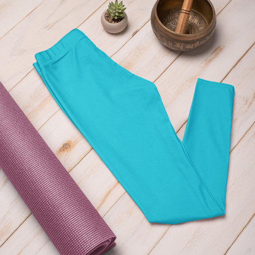Autumn Trend Color Vivid Cyan Solid Leggings