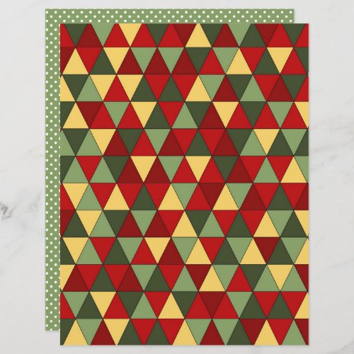 Autumn triangles and green dots scrapbook paper