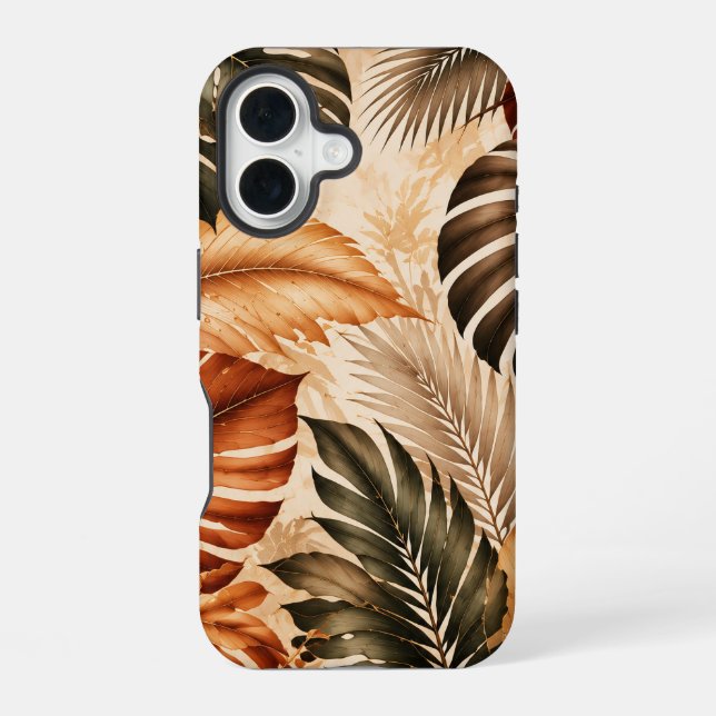 Autumn Tropical Monstera Botanical Pattern Iphone Case (Back)