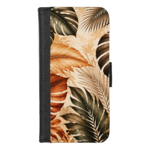 Autumn Tropical Monstera Botanical Pattern iPhone 8/7 Wallet Case