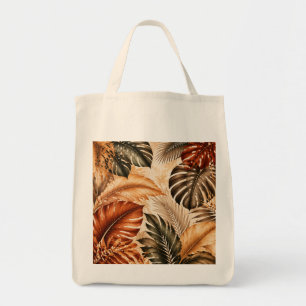 Autumn Tropical Monstera Botanical Pattern Tote Bag