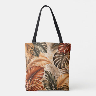 Autumn Tropical Monstera Botanical Pattern Tote Bag