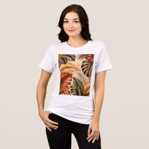 Autumn Tropical Monstera Botanical Pattern Tri-Blend Shirt