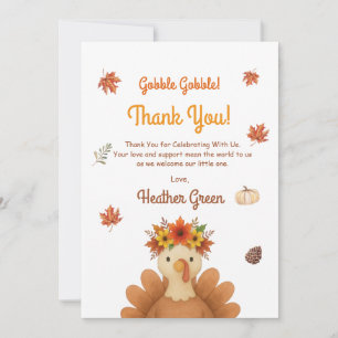 Autumn Turkey Baby Shower Thank You Card