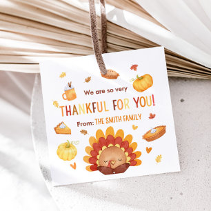 Autumn Turkey Pumpkin Thanksgiving Favor Tags