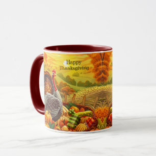 Autumn Turkey Pumpkins Thanksgiving Mug