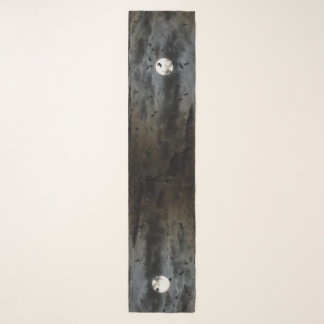 Autumn Two Full Moons Birds Black 128 Clouds Long Scarf