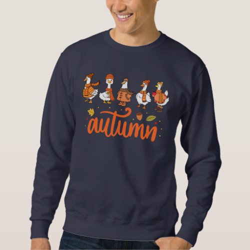 Autumn Typography Ducks Graphic Cozy Fall Sweatshirt