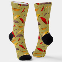Autumn Umbrella Dark Crew Socks