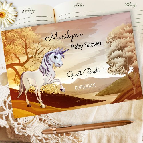 Autumn Unicorn Baby Shower Guest Book